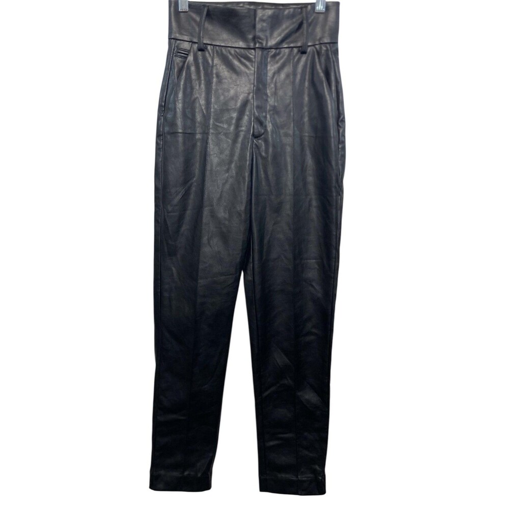 The Kooples Pants Womens 34 US 2/XS Black Faux Leather High Waisted Trousers